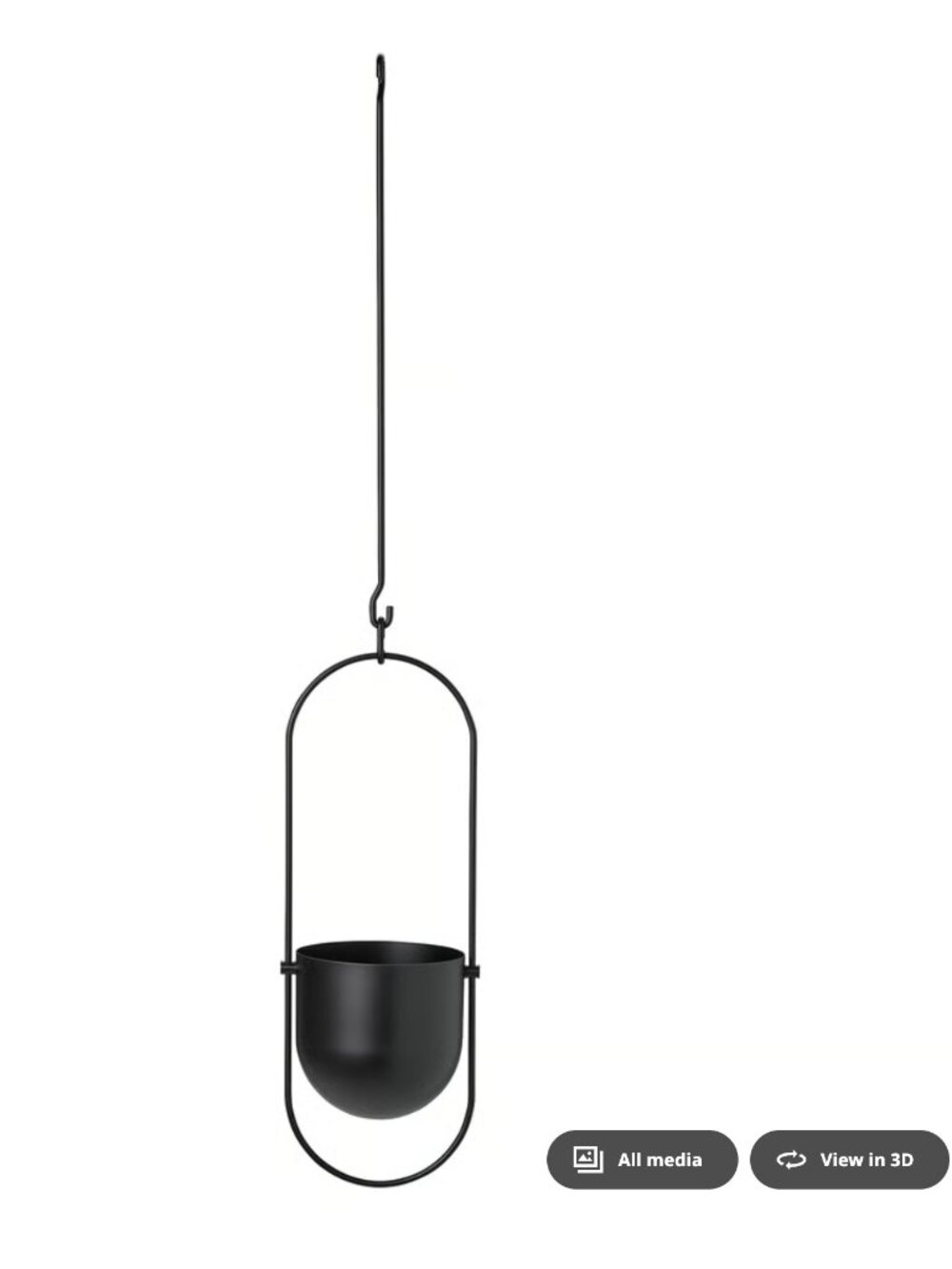 Ikea Set of 3 CHILISTRÅN Hanging planter, indoor/outdoor black, 4 ¾ " - Picture 2 of 7